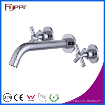 Wall Mounted Brass Basin Mixer Taps with Double Cross Handle